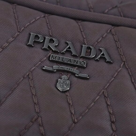PRADA Quilted Chain Hand Bag Nylon Purple Silver Auth - Picture 8 of 14